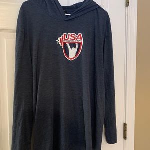 USA weightlifting long sleeve shirt with hood